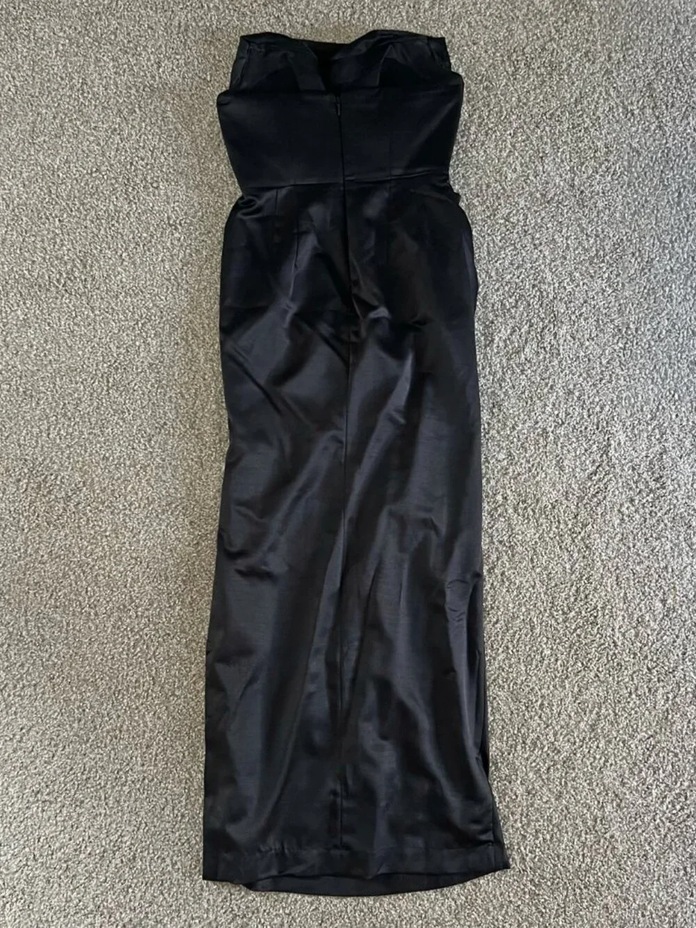 House of CB Adrienne Black Satin Strapless Corset Maxi Dress Formal Sexy Size L - Picture 4 of 10